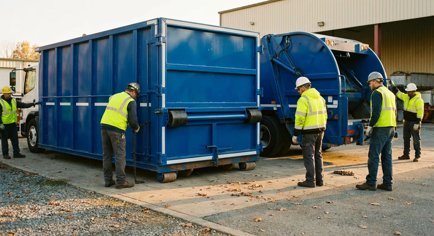 Roll-off dumpster loaded with construction debris in Ontario, CA