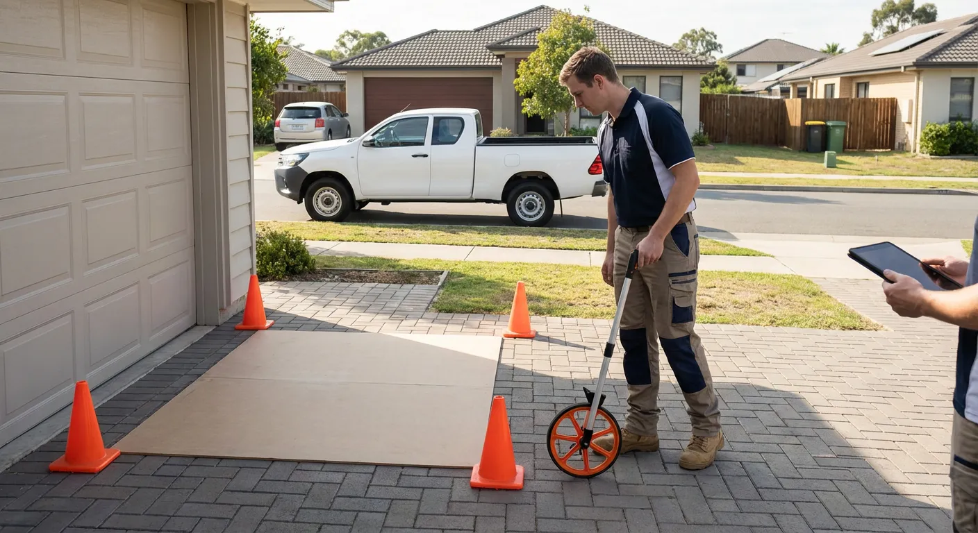 Site assessment for dumpster placement showing clearance requirements in Ontario, CA