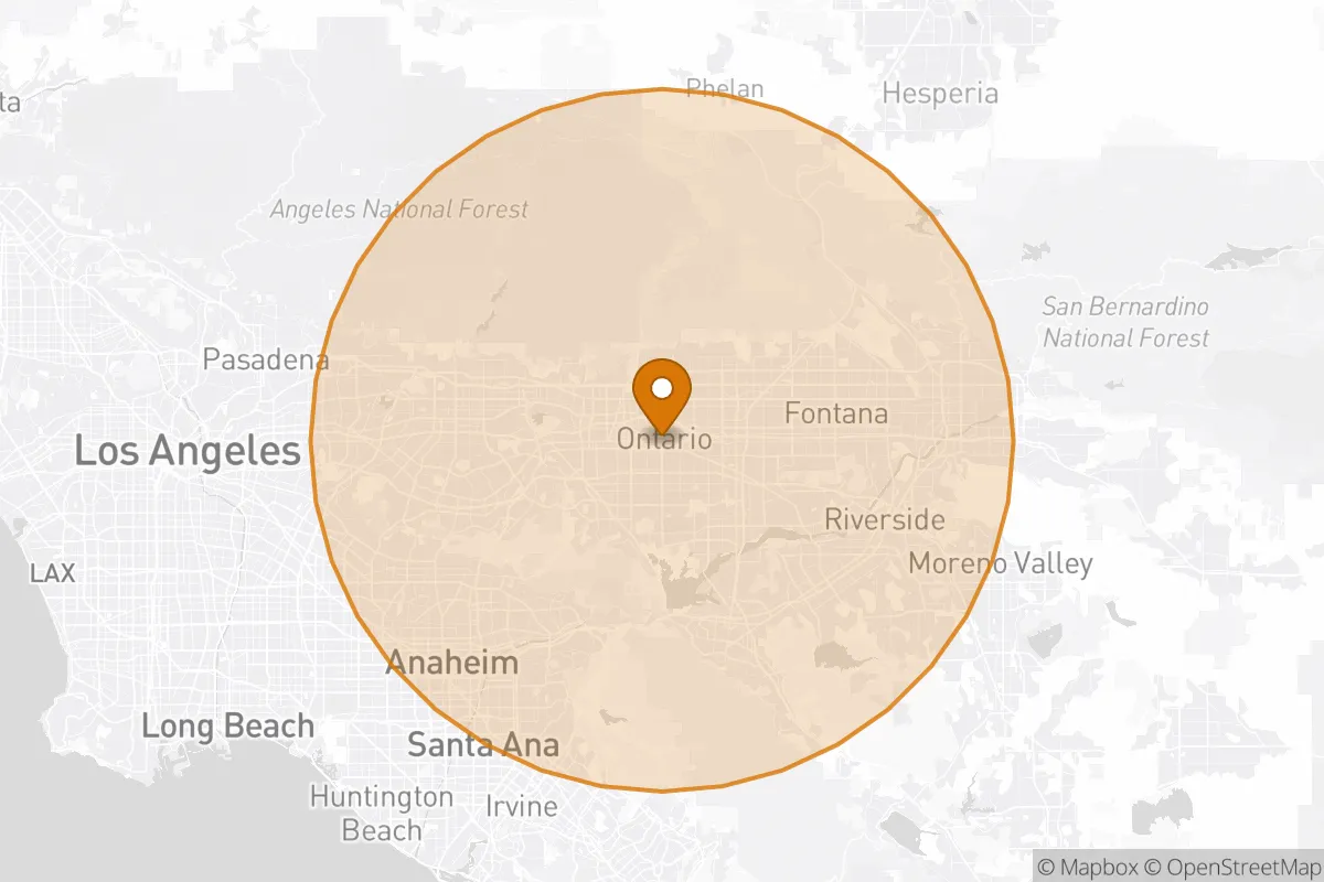 service area service area map in Ontario, CA